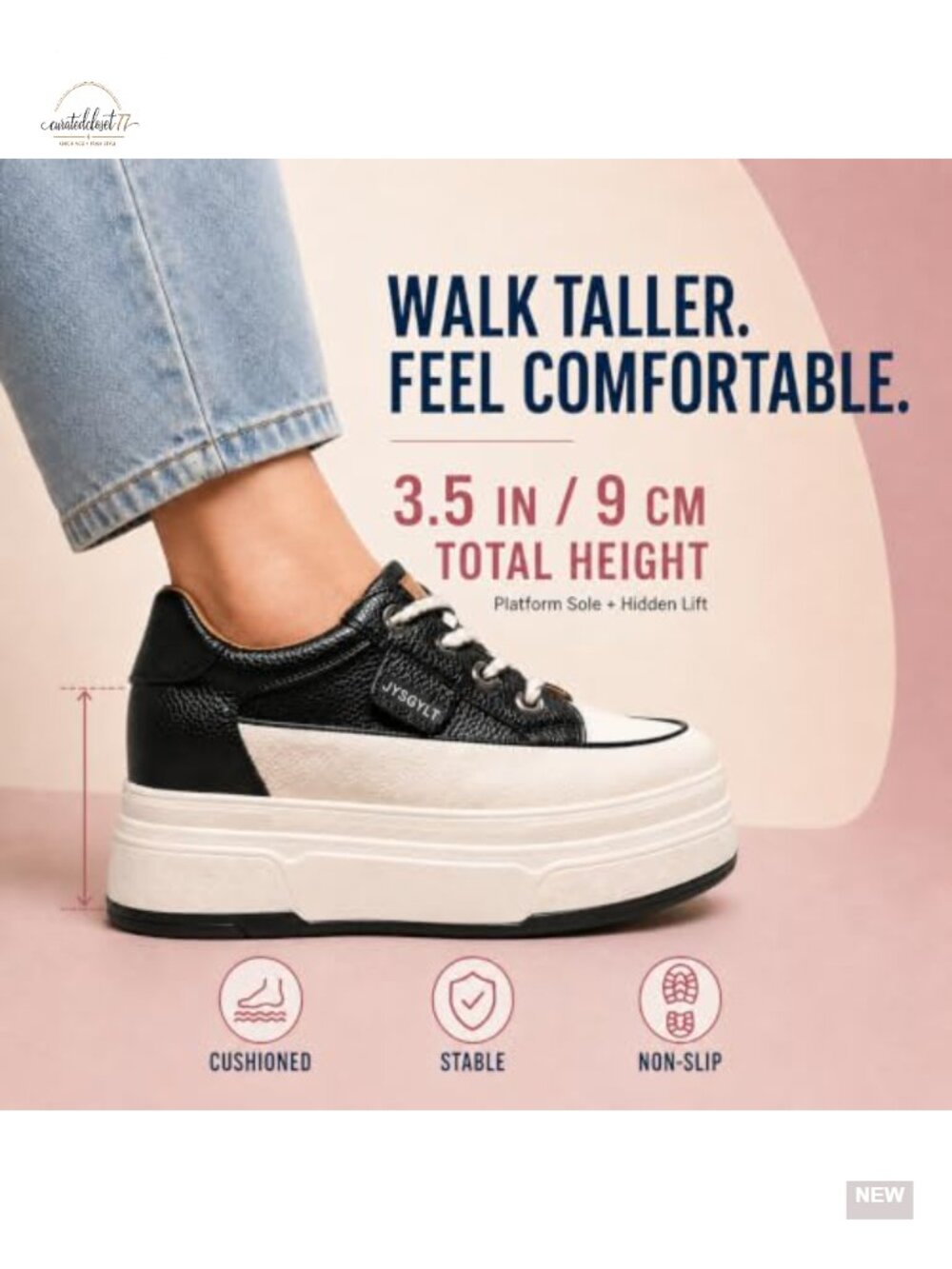 Women's Chunky Platform Sneakers Cushioned Lace Up Casual Walking Shoes - Picture 2 of 6